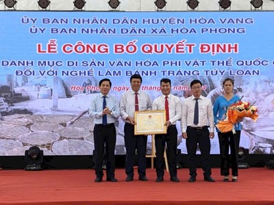 Đón nhận Di sản văn hóa phi vật thể quốc gia nghề làm bánh tráng Túy Loan 