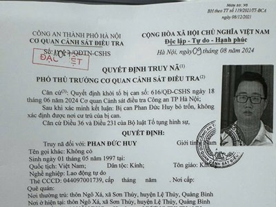 Đối tượng truy nã đặc biệt bị nhân viên ngân hàng phát hiện khi đến giao dịch