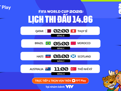Lịch thi đấu World Cup 2026 ngày 14.6: Brazil đối đầu Morocco 