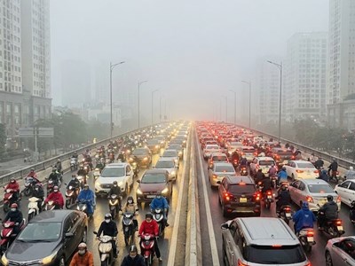 Giao thông Hà Nội sáng 31.12: Sương mù dày, nhiều sự cố trên Vành đai 3