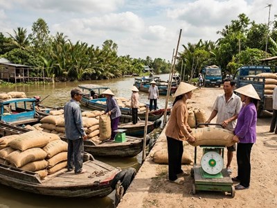 Giá lúa gạo hôm nay 22.1: Gạo nguyên liệu tăng nhẹ, lúa tươi giữ giá