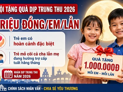 Trẻ nào ở Hà Nội được tặng 1 triệu đồng dịp Trung thu 2026?
