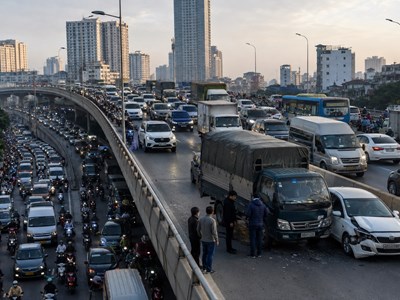 Giao thông Hà Nội sáng 17.8: Vành đai 3 ùn chậm, tai nạn gần Gamuda