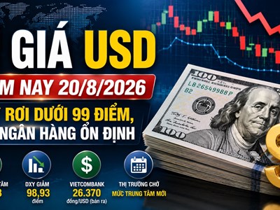Tỉ giá USD hôm nay 20.8: DXY rơi dưới 99 điểm, giá trong nước ra sao?