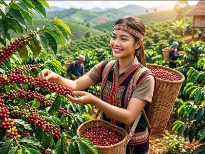 Giá cà phê hôm nay 22.8.2026 tăng nhẹ, cao nhất 98.000 đồng/kg