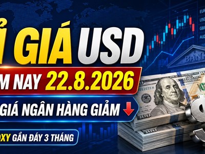 Tỉ giá USD hôm nay 22.8.2026: Giá ngân hàng giảm, DXY gần đáy 3 tháng