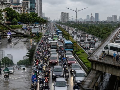 Giao thông Hà Nội sáng 23.8: Cây đổ trên phố Hai Bà Trưng