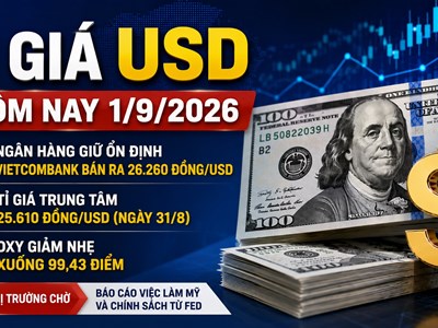 Tỉ giá USD hôm nay 1.9: Ngân hàng đi ngang trong kỳ nghỉ Quốc khánh