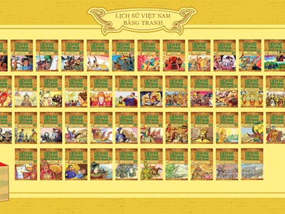Triển lãm bộ sách “Lịch sử Việt Nam bằng tranh“ trên pano lớn