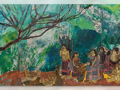 Nghe kể chuyện làng Tây Nguyên qua tranh sơn mài