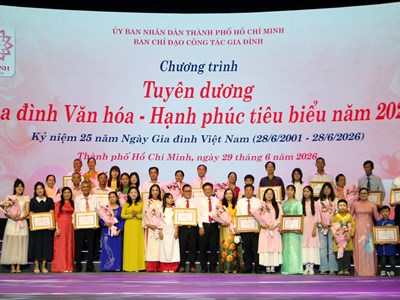 TP.HCM tuyên dương 104 gia đình Văn hóa - Hạnh phúc tiêu biểu năm 2026