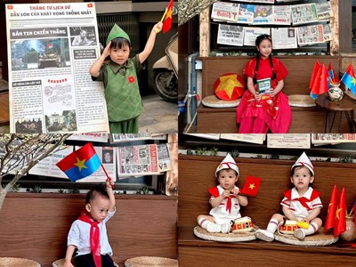 Các quán cà phê Hà Nội “nhuộm đỏ” mừng kỷ niệm Ngày Giải phóng