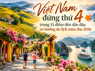 Việt Nam đứng thứ 4 trong 15 điểm đến dẫn đầu xu hướng du lịch mùa thu 2026 