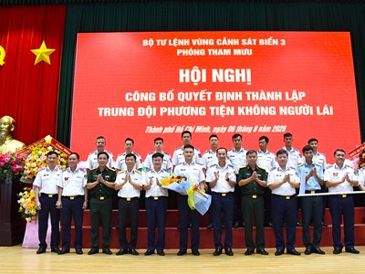 Thành lập Trung đội Phương tiện không người lái thuộc Vùng Cảnh sát biển 3