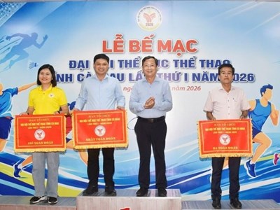 Trao 494 huy chương cho các đơn vị tham dự Đại hội TDTT tỉnh Cà Mau năm 2026