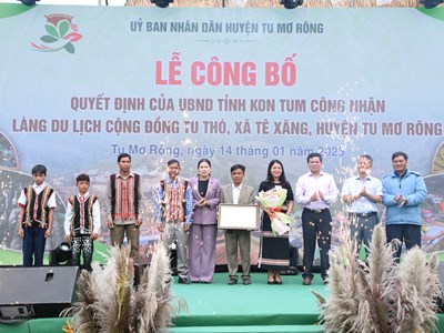 Kon Tum: Làng tái định cư Tu Thó được công nhận là Làng du lịch cộng đồng