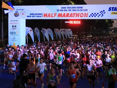 Hơn 3.500 VĐV tham dự Giải Half Marathon Thành phố mới Bình Dương 2024