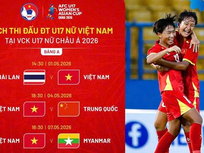 Lịch thi đấu của U17 nữ Việt Nam tại VCK Giải U17 châu Á 2026 