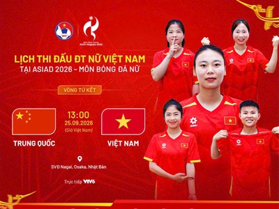 Lịch thi đấu của đội tuyển nữ Việt Nam tại tứ kết ASIAD 2026