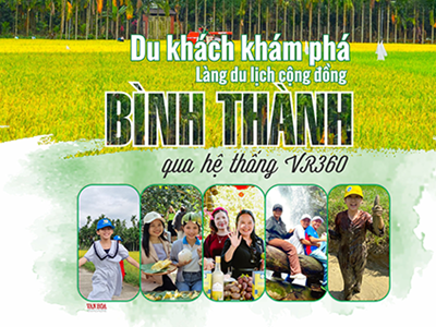 Du khách khám phá Làng du lịch cộng đồng Bình Thành qua hệ thống VR360