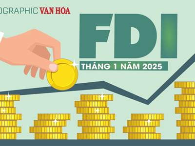 (Infographic) FDI tháng đầu năm đạt 4,33 tỉ USD