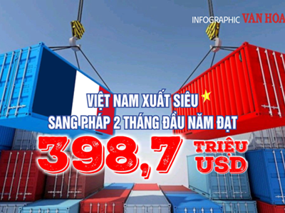 (Infographic) Việt Nam xuất siêu sang Pháp đạt 398,7 triệu USD