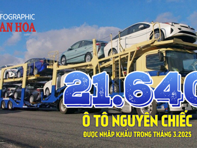 (Infographic) 21.640 ô tô nguyên chiếc được nhập khẩu trong tháng 3.2025