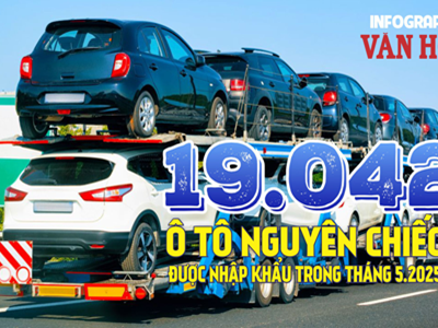 (Infographic) 19.042 ô tô nguyên chiếc được nhập khẩu trong tháng 5.2025