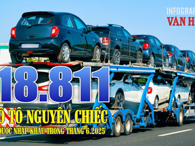 (Infographic) 18.811 ô tô nguyên chiếc được nhập khẩu trong tháng 6.2025