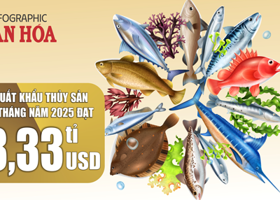 (Infographic) Xuất khẩu thủy sản 9 tháng đạt 8,33 tỉ USD, tôm dẫn đầu tăng 20,3%