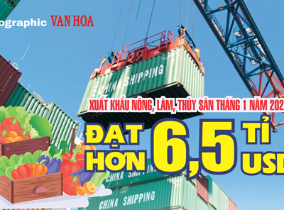 (Infographic) Xuất khẩu nông lâm thủy sản tháng 1.2026 đạt hơn 6,5 tỉ USD