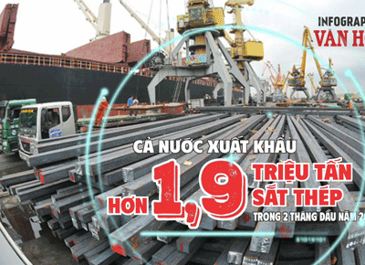 (Infographic) Xuất khẩu sắt thép Việt Nam đạt hơn 1,9 triệu tấn trong 2 tháng đầu năm 2026, giá giảm hơn 7%