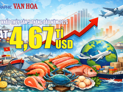 Xuất khẩu thủy sản 5 tháng đầu năm 2026 đạt 4,67 tỉ USD, tăng 11%