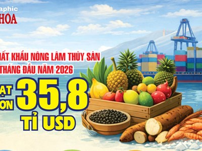 Xuất khẩu nông lâm thủy sản 6 tháng đầu năm 2026 đạt hơn 35,8 tỉ USD