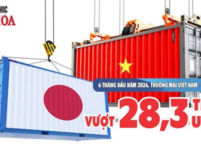 Việt Nam - Nhật Bản: Kim ngạch thương mại vượt 28,3 tỉ USD sau nửa đầu năm 2026