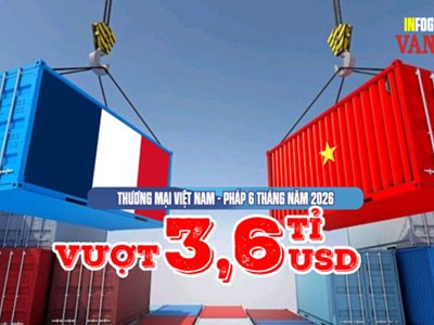 Thương mại Việt Nam - Pháp 6 tháng năm 2026 vượt 3,6 tỉ USD