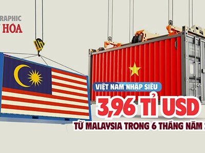 Thương mại Việt Nam - Malaysia 6 tháng năm 2026: Nhập siêu 3,96 tỉ USD