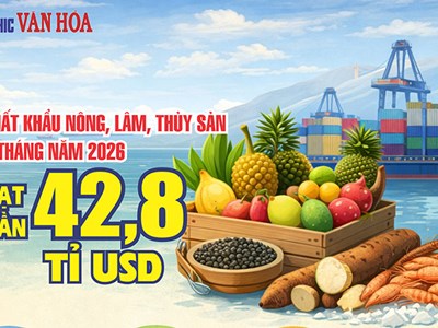 Xuất khẩu nông, lâm, thủy sản 7 tháng năm 2026 đạt gần 42,8 tỉ USD