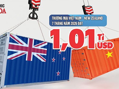 Việt Nam - New Zealand: Thương mại đạt 1,01 tỉ USD, nhập siêu 43,2 triệu USD