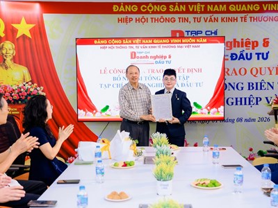 Bổ nhiệm Tổng Biên tập Tạp chí Doanh nghiệp và Đầu tư