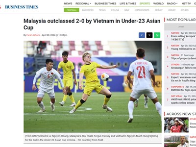 Báo Malaysia thừa nhận U23 Việt Nam vượt trội đẳng cấp