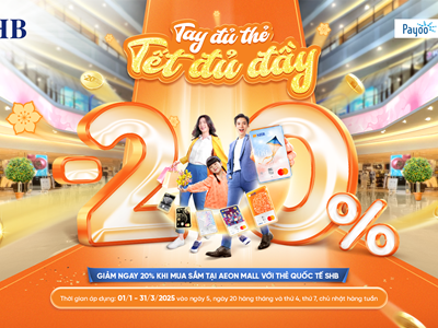 Siêu ưu đãi tại Aeon Mall dành cho chủ thẻ quốc tế SHB 