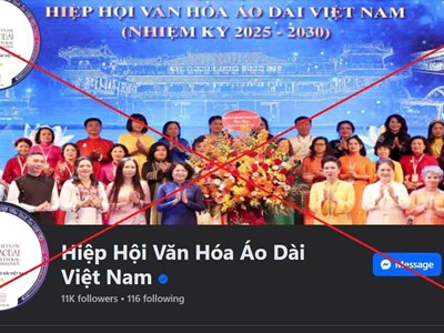 Fanpage tích xanh giả mạo Hiệp hội Văn hóa Áo dài Việt Nam để trục lợi