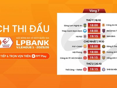 Lịch thi đấu vòng 7 LPBank V.League 2025/26: Hàng Đẫy dậy sóng