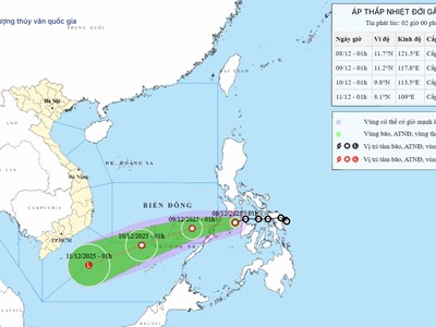 Dự báo thời tiết 8.12: Áp thấp nhiệt đới vào Biển Đông, gió mạnh cấp 6, giật cấp 8