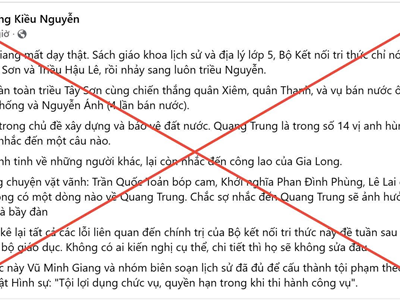 Cảnh báo lan truyền thông tin sai lệch về SGK Lịch sử