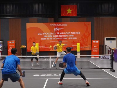 Sôi nổi Giải Pickleball tranh Cúp Zocker chào mừng 80 năm Ngày Truyền thống ngành Thể dục Thể thao Việt Nam