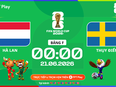 Link xem trực tiếp Hà Lan vs Thụy Điển, 0h00 ngày 21.6 - bảng F World Cup 2026
