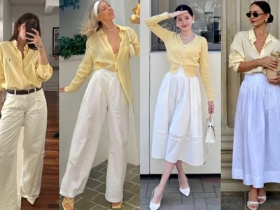 Không cần đồ đắt: Trang phục vàng - trắng vẫn toát lên vẻ “giàu ngầm”