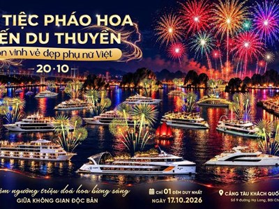 Dạ tiệc pháo hoa của hơn 30 du thuyền trên Vịnh Hạ Long, chào mừng Ngày Phụ nữ Việt Nam